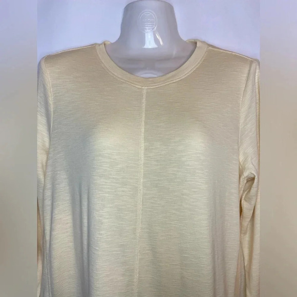 J Jill Pima Elliptical Tunic Yellow Long Sleeve Top Casual Classic Textured M - Picture 4 of 5
